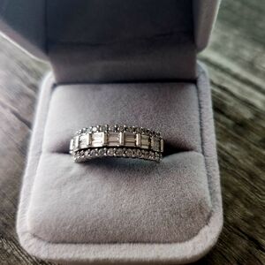 Elegant .90ctw Diamond Band Set In Sterling Silver Size 8